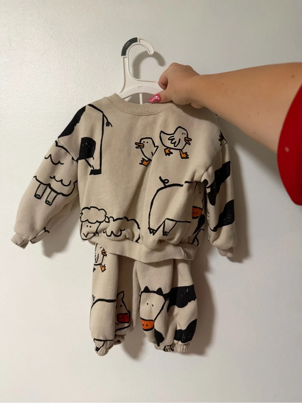ZARA Cream Farm Animal Sweatshirt & Joggers Set